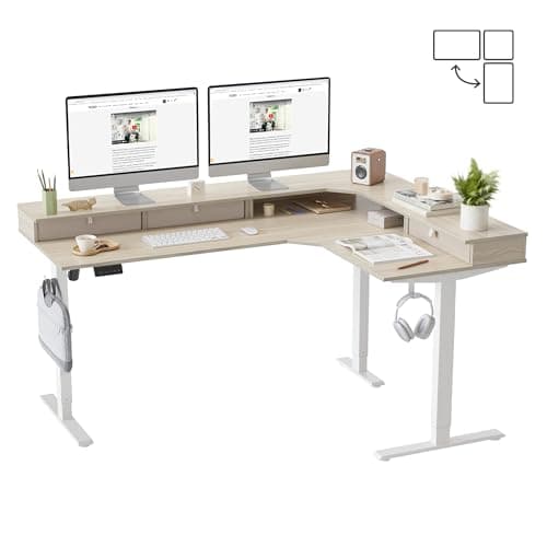 FEZIBO FEZIBO 63×48 L-Shaped Electric Standing Desk with Drawers